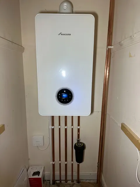Worcester combi boiler installed on a kitchen wall